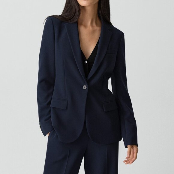 NWT Theory Staple Blazer in Admiral Crepe, Deep Navy - Picture 2 of 12